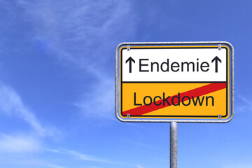3d Illustation - Ortsschild - Ortstafel - Lockdown - Endemie - Himmel - Wolken