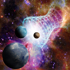 Fototapeta na wymiar wormhole, multiverse and time travel concept illustration