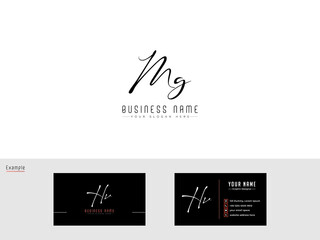 Stylish Luxury MG or gm Letter Initial Logo, Signature g Logo Image and business card design - obrazy, fototapety, plakaty