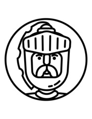 Medieval Knight Face Flat Icon Isolated On White Background