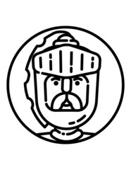 Medieval Knight Face Flat Icon Isolated On White Background