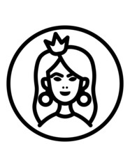 Princess Face Flat Icon Isolated On White Background