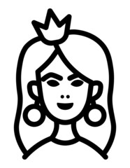 Princess Face Flat Icon Isolated On White Background