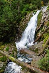 Waterfall in Bílá strž in Bohemian Forest in Czech Republic