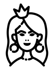 Princess Face Flat Icon Isolated On White Background