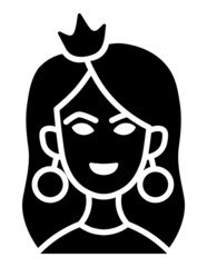 Princess Face Flat Icon Isolated On White Background