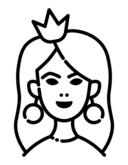 Princess Face Flat Icon Isolated On White Background