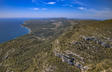 Fototapeta premium Aerial shot of the Korcula island coastal