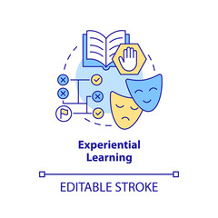 Experiential learning concept icon. Adult education theories and forms abstract idea thin line illustration. Isolated outline drawing. Editable stroke. Arial, Myriad Pro-Bold fonts used