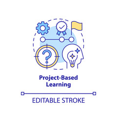 Project based learning concept icon. Adult education theories and forms abstract idea thin line illustration. Isolated outline drawing. Editable stroke. Arial, Myriad Pro-Bold fonts used