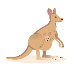 Kangaroo character with baby for design