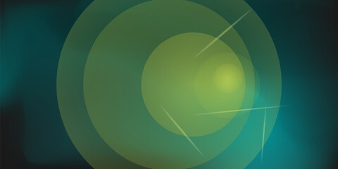 Glow yellow on a dark green background. Depth. Abstract dark background