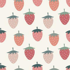 Vector fruity strawberry seamless pattern. Fruit summer background.
