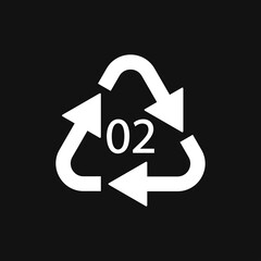 High-density Polyethylene 02 PE-HD Icon Symbol