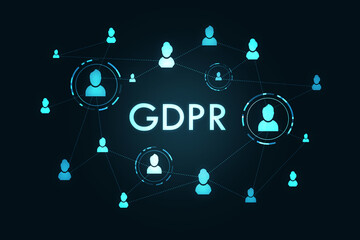 General data protection regulation concept. Security lock digital hologram illustration. 3d rendering.