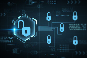 Lock security data technology protection concept illustration. 3d rendering