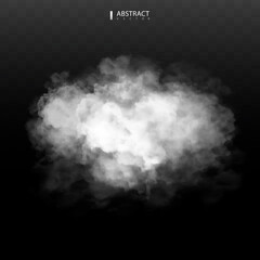 Fog or smoke isolated transparent special effect. White vector cloudiness, mist or smog background. Vector illustration