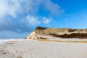 Fototapeta na wymiar scenic dune landscape with beach at ocean North sea in Sylt