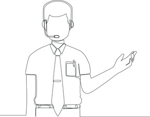Costumer service man is explain to client about some thing. Costumer service icon vector can be used for call center, costumer service, agent support icon on the web, mobile app, business card etc.