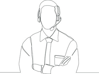 Man with headset icon vector can be used for call center, costumer service, agent support icon on the web, mobile app, business card etc. Vector illustration.