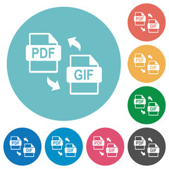 PDF GIF file conversion flat round icons