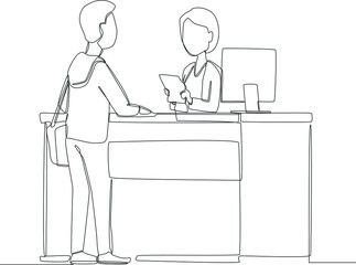 A customer is submitting a complaint to customer service to check the problem, costumer service, agent support icon on the web, mobile app, business card etc. Vector illustration.