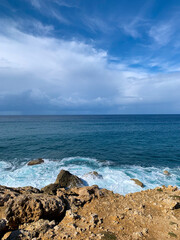 Blue sea horizon, natural sea background 