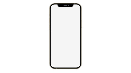 iPhone 12 pro / pro max on isolated white background. White mockup screen. Gold color.
