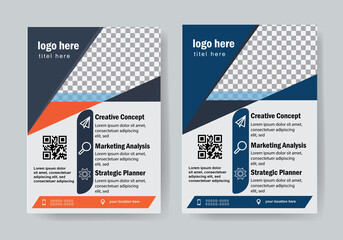 Business Flyer Template. modern orange and black design template for poster flyer brochure cover. Graphic design layout with triangle graphic elements and space for photo background