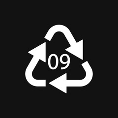 Plastic recycle symbol ABS 9 vector icon. Plastic recycling code ABS 09.