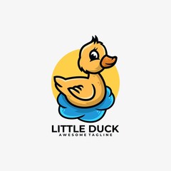 Little duck cartoon logo design illustration