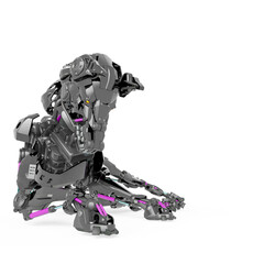 cyber dog is on rest mode in white background with copy space