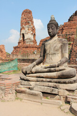 ruined buddhist temple (wat phra mahathat) in ayutthaya (thailand)