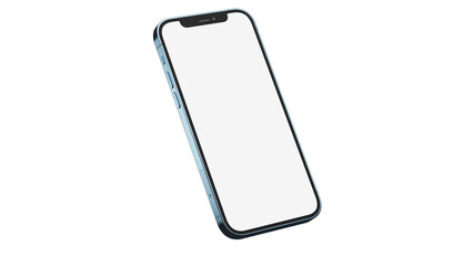 iPhone 12 pro / pro max on isolated white background. White mockup screen. Pacific Blue color.