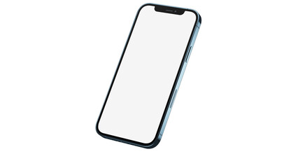 iPhone 12 pro / pro max on isolated white background. White mockup screen. Pacific Blue color.