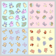 seamless pattern with cute animals childish. wallpaper animals theme