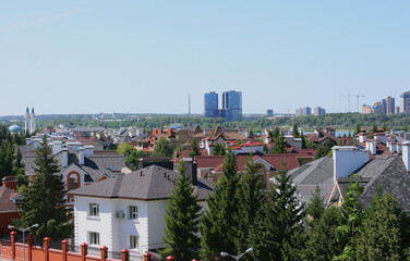 Residential buildings on the Kremlin embankment on the banks of the Kazanka River, Kazan, Republic of Tatarstan, Russia - july 21 2021