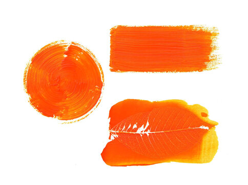 Farbfleck Orange, Pinselstrich, Textuntergrund, Fleyer, Spot