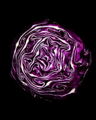 Obraz premium red cabbage isolated on black