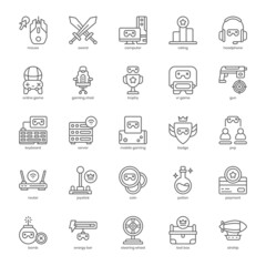 Fototapeta premium Online Game icon pack for your website design, logo, app, UI. Online Game icon outline design. Vector graphics illustration and editable stroke.