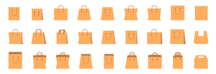 Shopping bag, paper craft simple icon. Vector Illustration