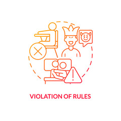 Violation of rules red gradient concept icon. Groups of behaviors. Mental issue. Conduct disorder abstract idea thin line illustration. Isolated outline drawing. Myriad Pro-Bold fonts used