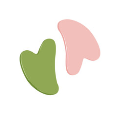 Gua sha massage icons. Jade facial tool. Vector illustration in a trendy flat style isolated on white background.