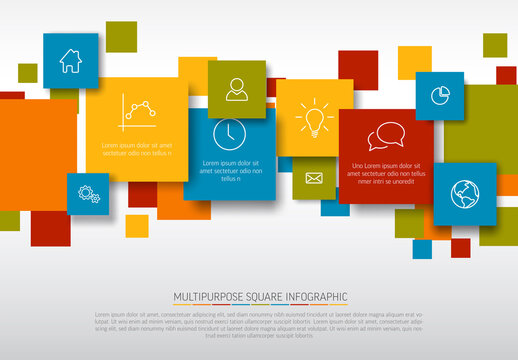 Vector Squares Colorful Infographic Layout