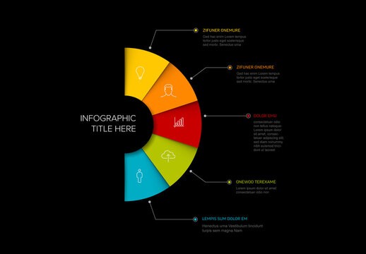 Multipurpose Infographic Five Elements Layout Dark Version