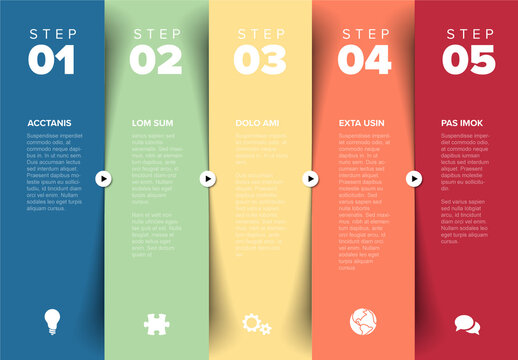 Five Pastel Color Steps Progress Page Layout