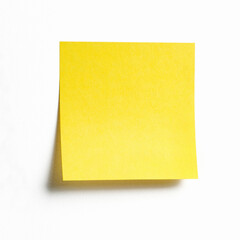 Yellow sticky note isolated on white background, front view adhesive paper with copy space