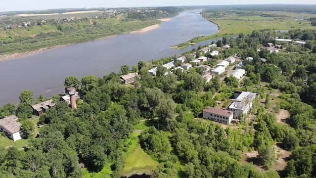 Aerial view of the village of Zaton (Kotelnich, Kirov region, Russia)