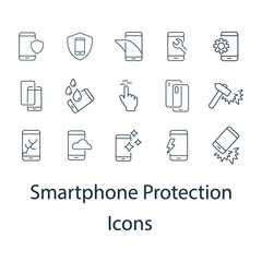 Smartphone protection icons set . Smartphone protection pack symbol vector elements for infographic web