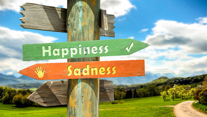 Street Sign Happiness versus Sadness